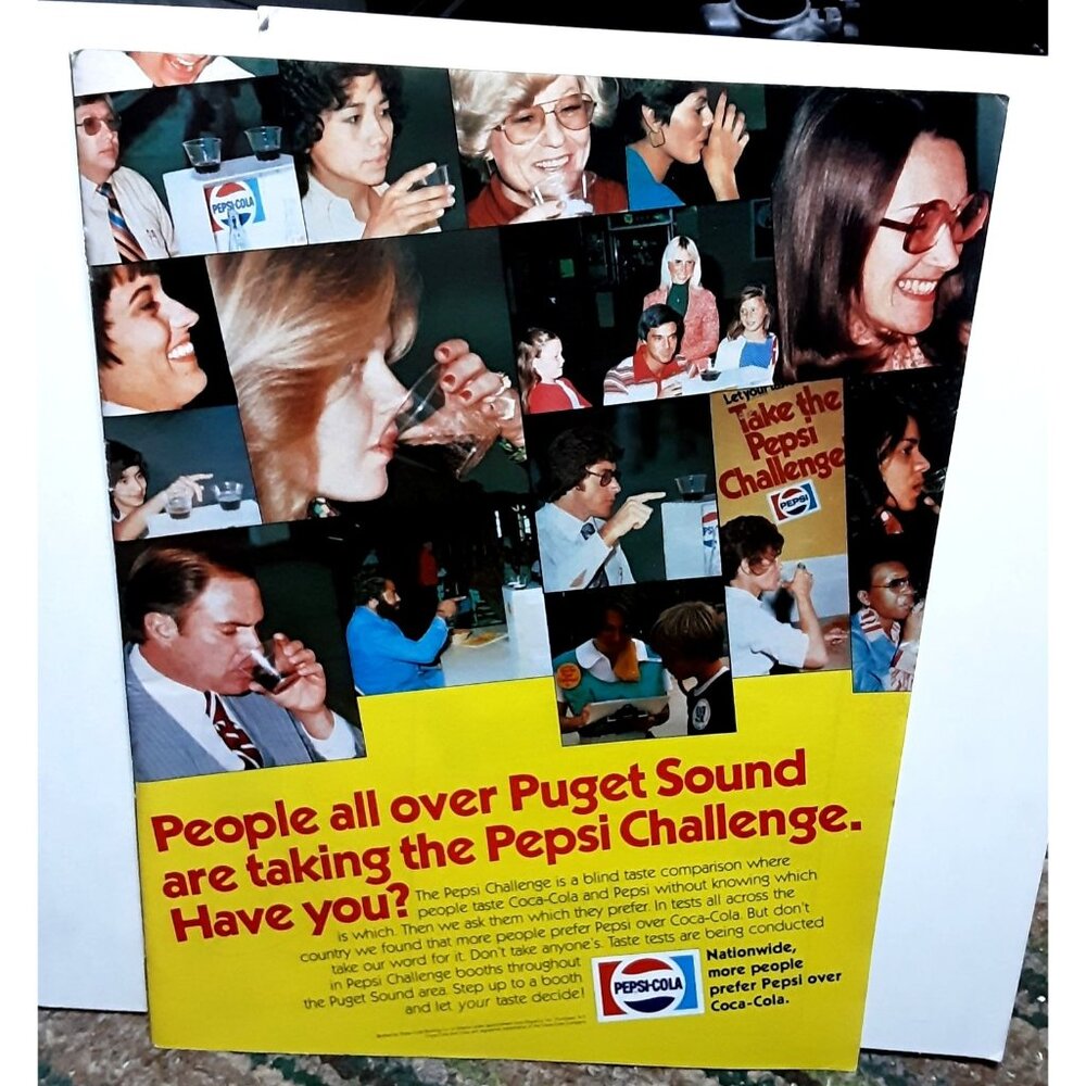 1978 Pepsi Cola Pepsi Challenge Puget Sound Washington Print Ad